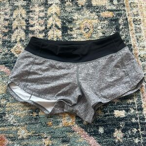 Lululemon Grey Black Speed Ups Shorts